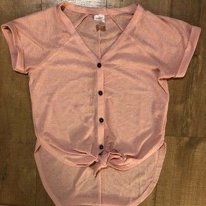 XS No Boundaries front tie top in light pink